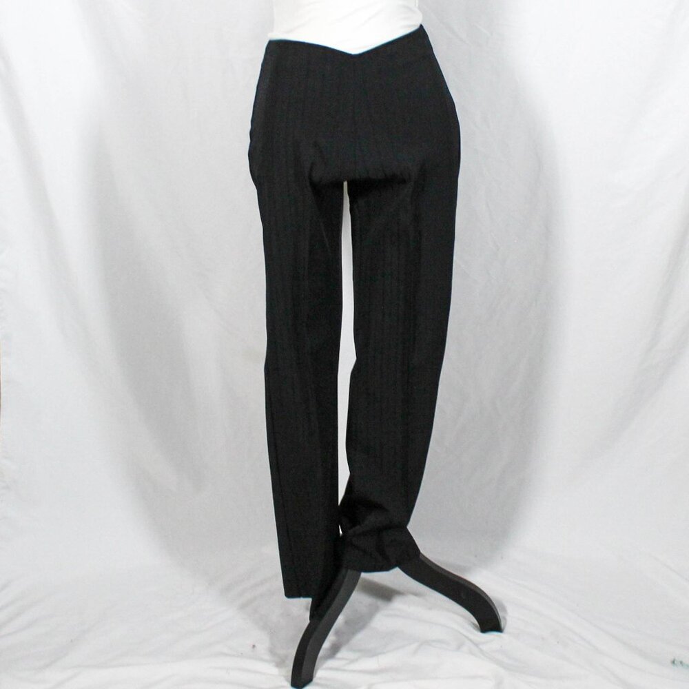 Vintage 1990s Black-on-Black Pinstripe Pants Textured Size 3/4 Corporate Goth